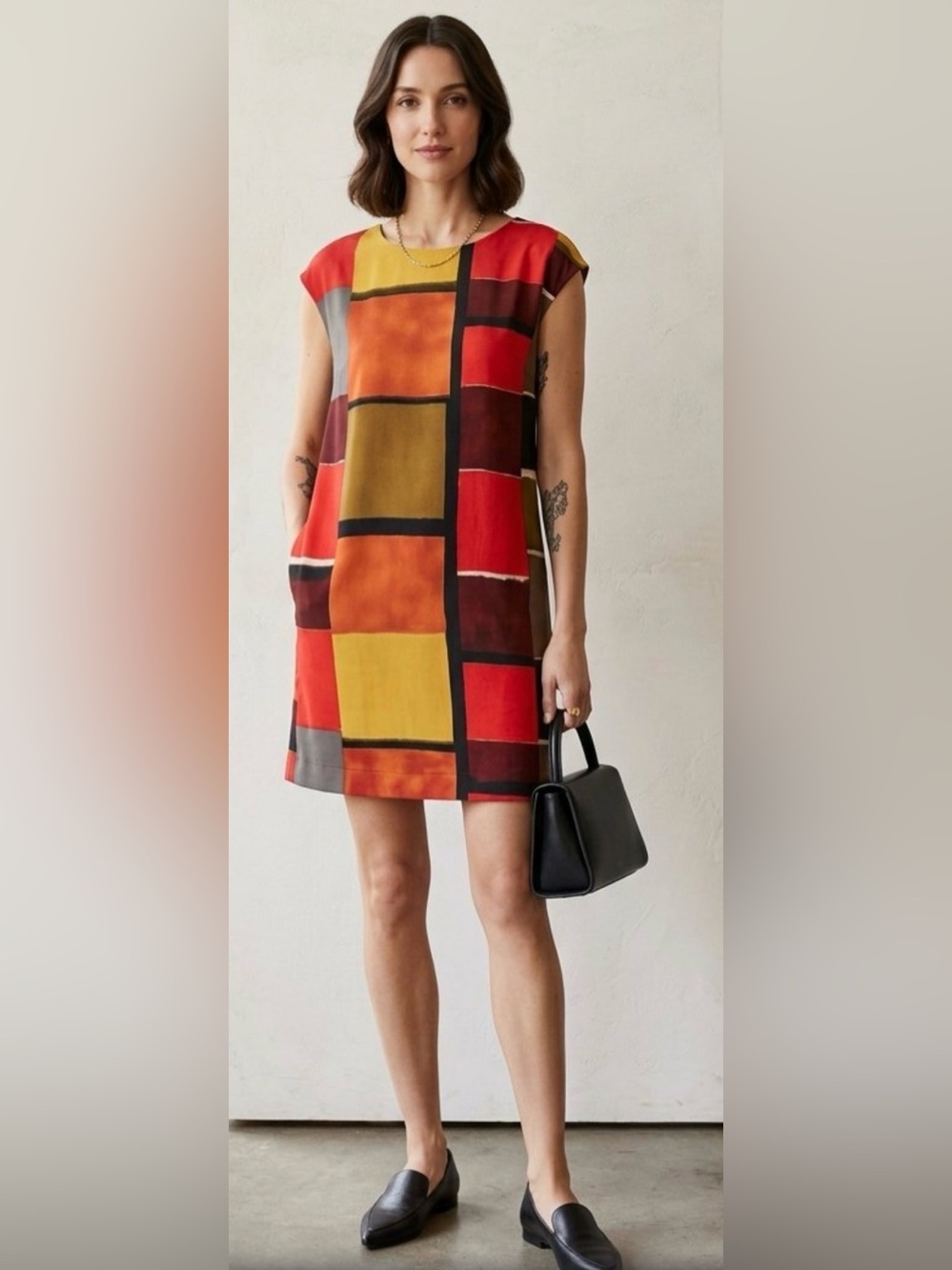 LOFT Piet Mondrian Inspired Shift Dress Colorblock Geometric Abstract Mini 2P